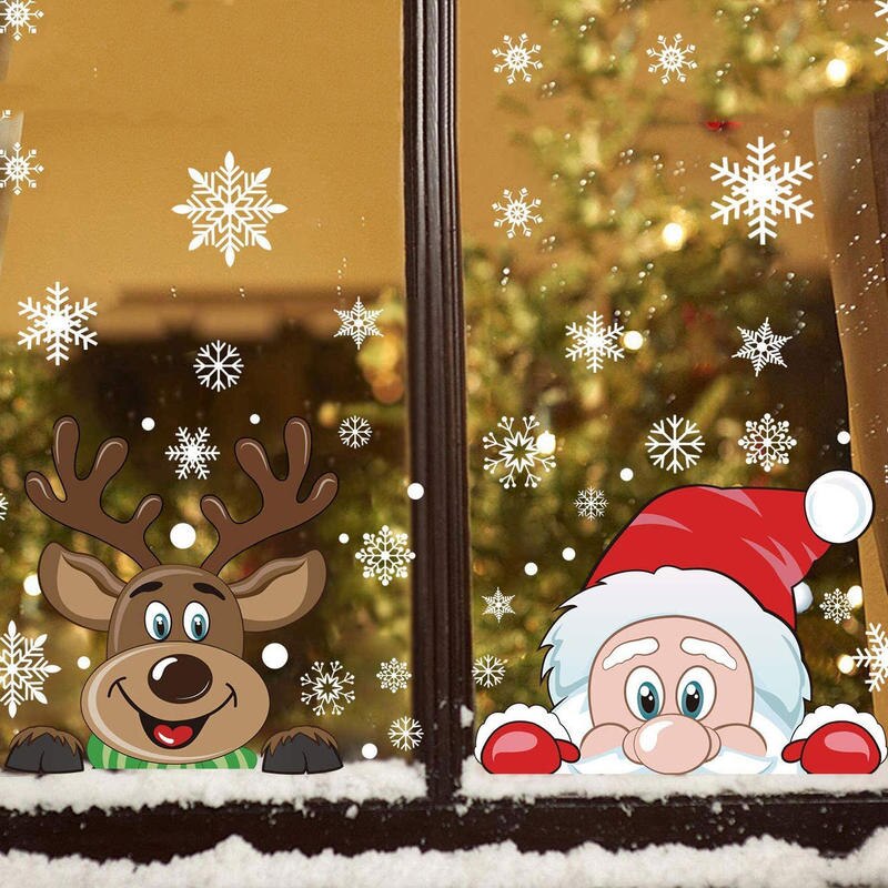 Kerst Sneeuwvlokken Rendieren Kerstman Windows Statische Muurstickers Deur Muurstickers Glas Diy Xmas Decoratie