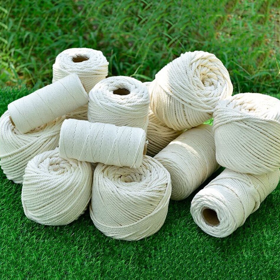 Cotton Macrame Cord Rope Twine 1/2/3/4/5/6/8/10mm DIY Macrame Rope Ribbon Crafts Twisted String Braided Handwork Home Decoration