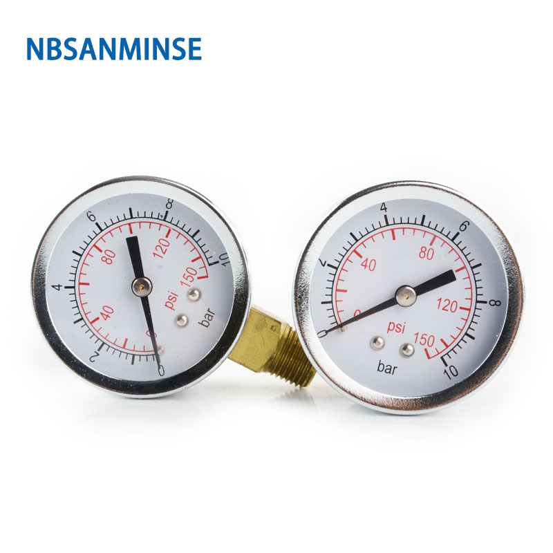 NBSANMINSE SMCB General Purpose Pressure Gauge 1/4&quot; G / NPT 2 inch 50mm Metal Pressure Gauge 10Bar 150 Psi Pneumatic Air Gauge