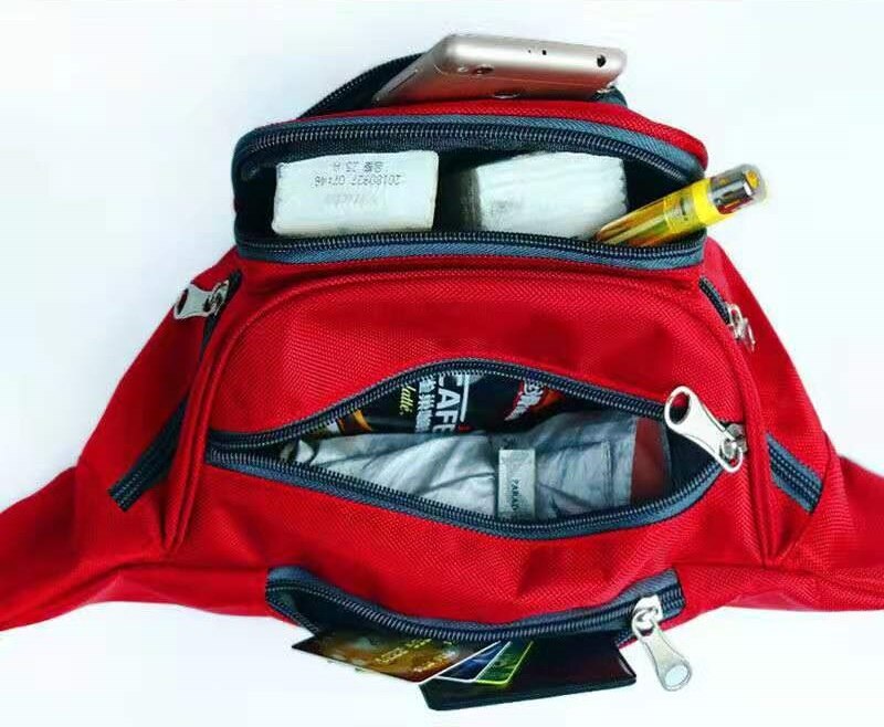 Unisex Canvas Waist Bag - Multi-Pocket Travel Fanny Pack - Adjustable Belt