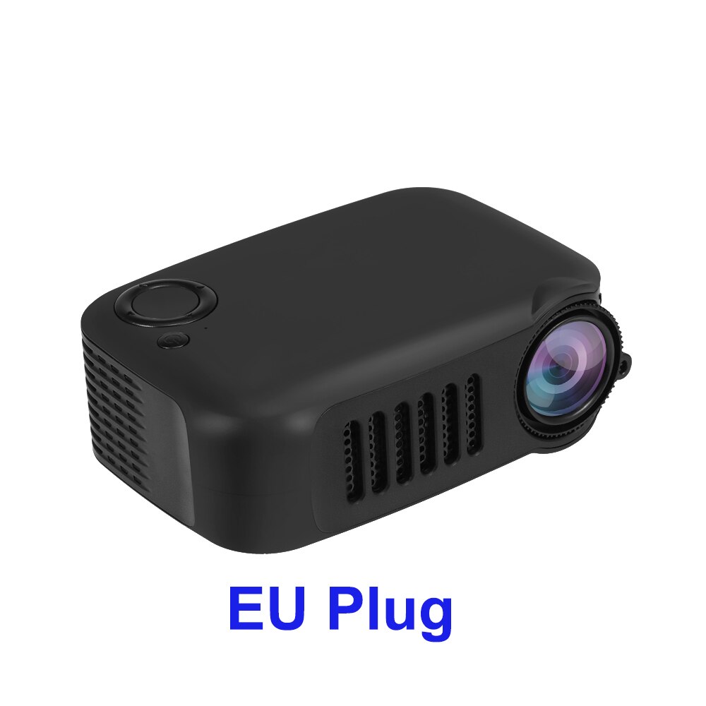 Mini proyector portátil de 800 lúmenes compatible con 1080P LCD 50.000 horas de vida lámpara de cine en casa Video proyector de apoyo banco de energía: Black EU Plug