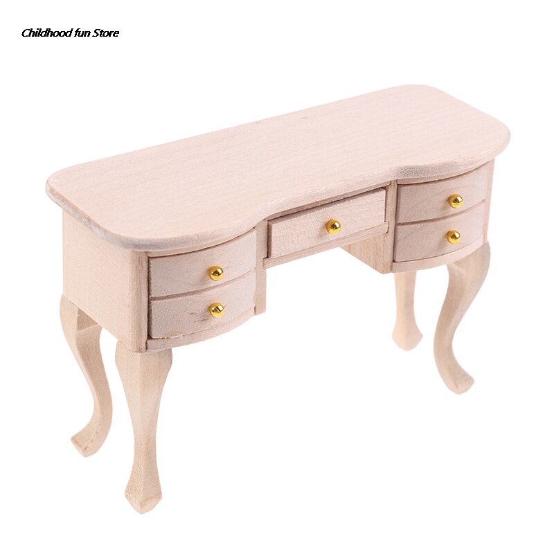 1:12 Dollhouse Miniatuur Houten Ongeverfd Bureau Tafel Model Meubels Accessoires Kerstcadeau Poppenhuis