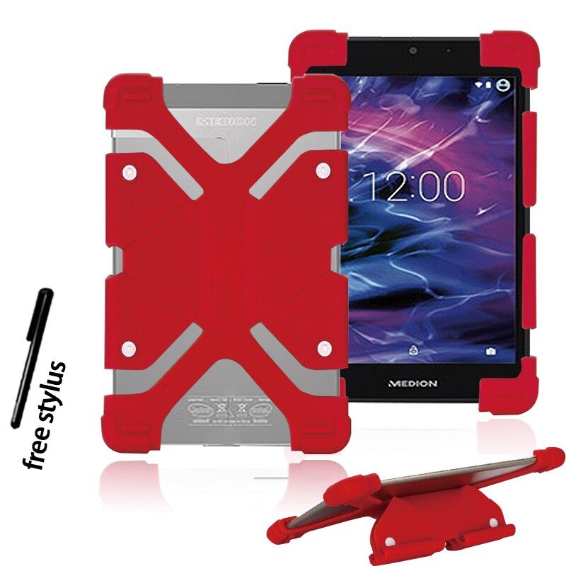 Shockproof Silicone Stand Cover Case for Alcatel 1T 3T A3 10 10.1 Inch Tablet Case: red / Alcatel 3T 10