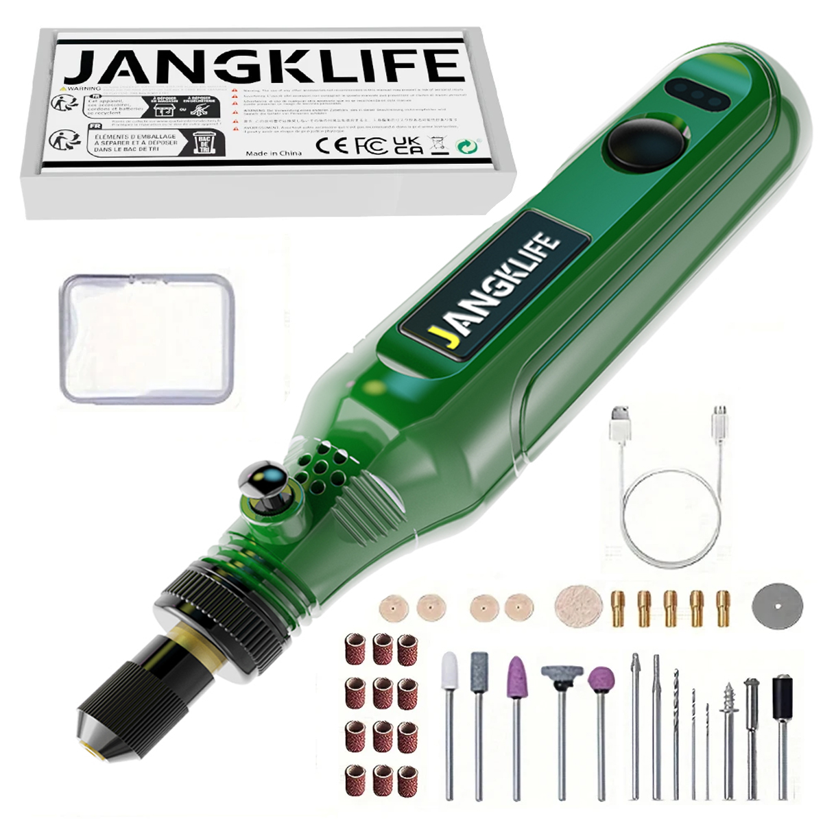 Kit de herramientas rotativas inalámbricas USB, pluma de grabado para carpintería, bricolaje para joyería, Mini Taladro Inalámbrico de vidrio y Metal: Verde
