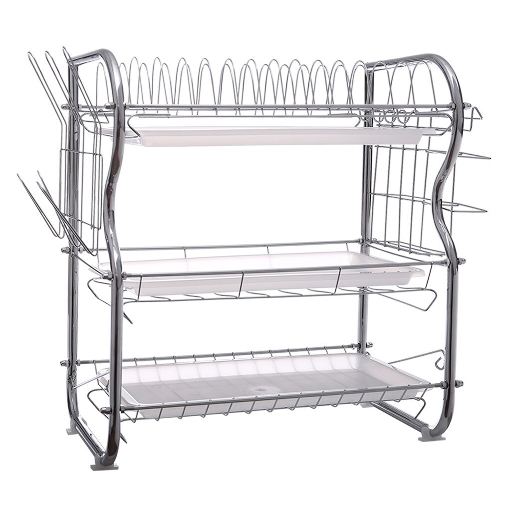 3-Tier Dish Drying The Goods For Kitchen Storage Rack Fridge Side Shelf Layer With Wheels Bathroom Organizer Shelf Gap Holder