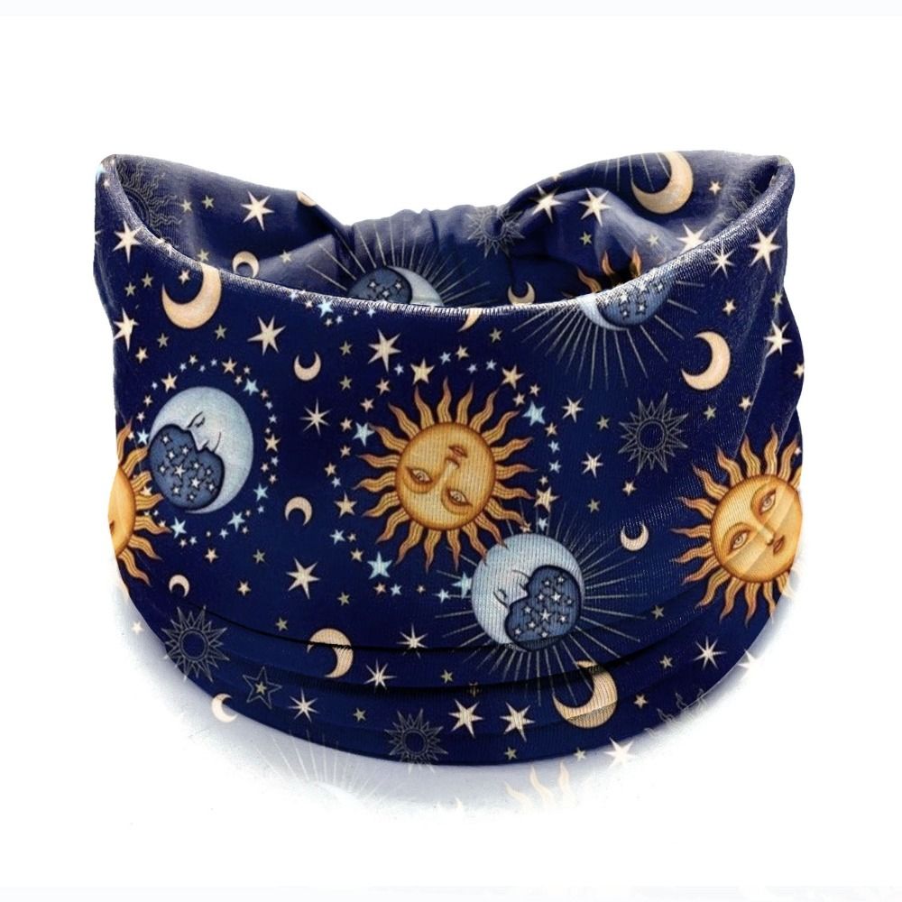 Boho Flower Print Wide Headbands Vintage Knot Elastic Turban Headwrap for Women Girls Soft Bandana Hair Accessories: GRAY
