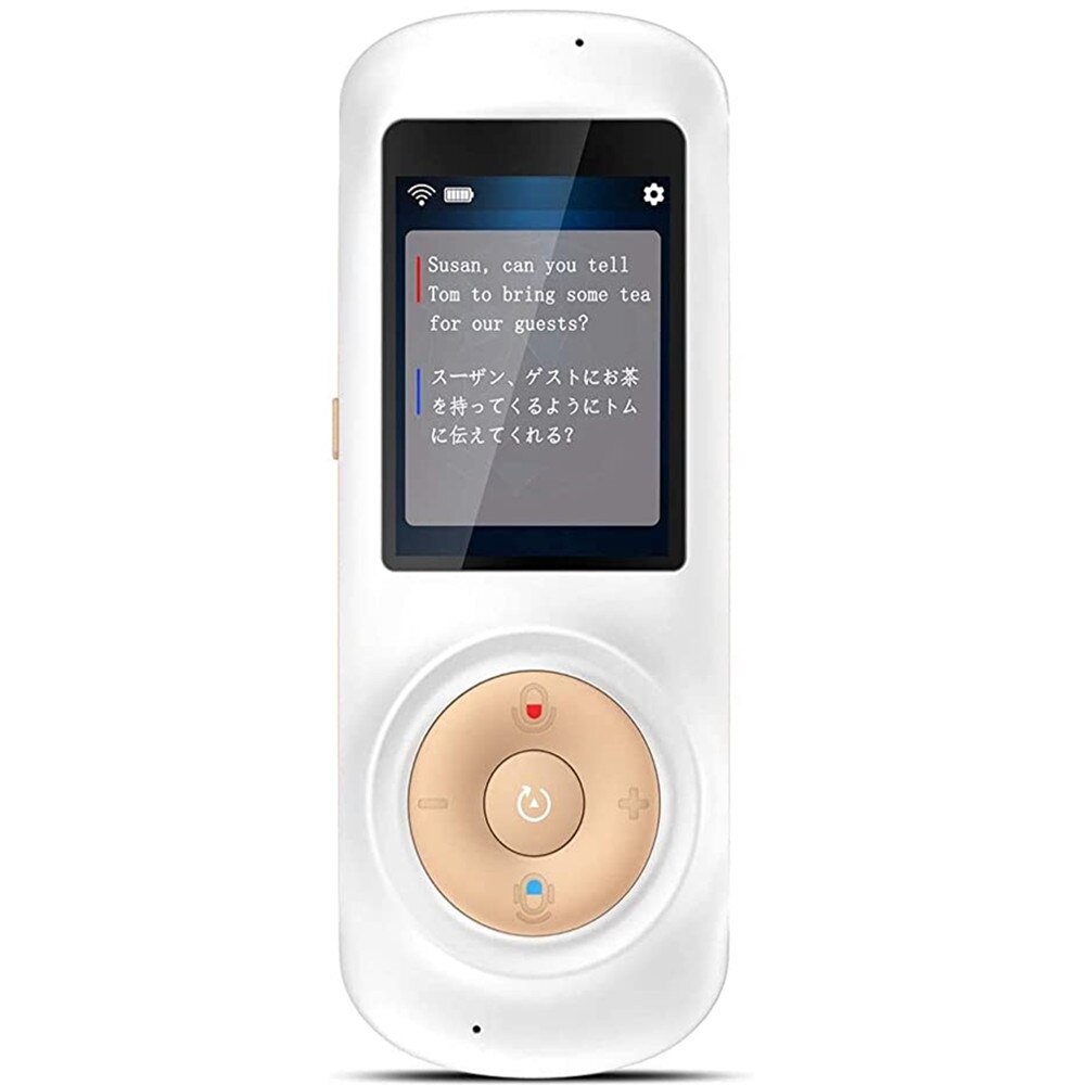 T2S Taal Vertaler Apparaat 70 Talen Smart Pocket Vertaler Apparaat Draagbare Instant Wifi/Hotspot Voice Vertaler: WHITE