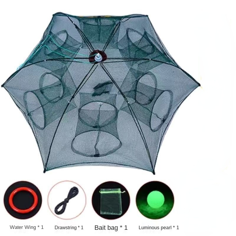 Fish Net Shrimp Cage Multi Specification Moving Net Folding Fishing Lobster Net Umbrella Cage Fishing Gear Pratical: 12 holes