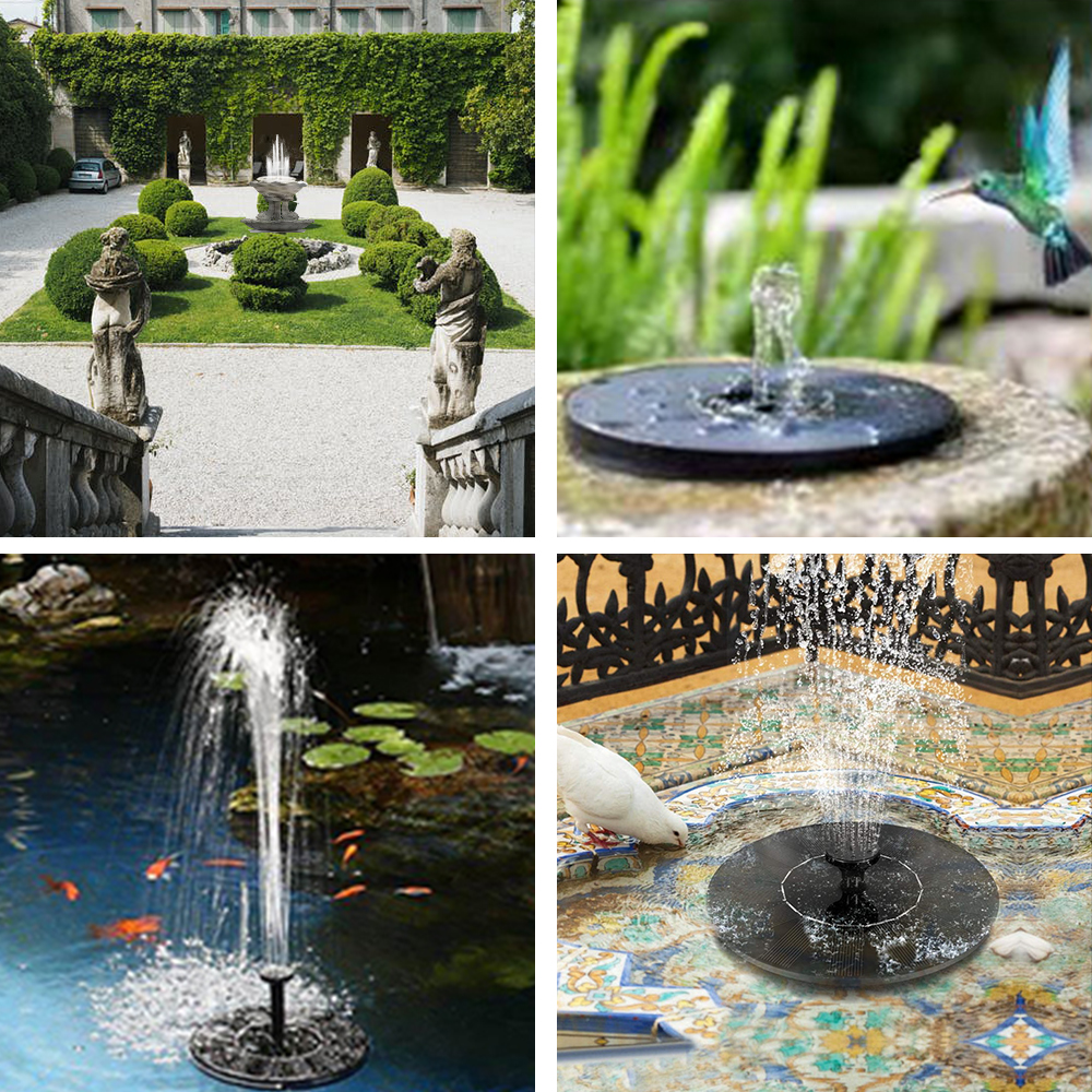 Mini Solar Water Fountain Pool Pond Waterfall Fountain Garden Decoration Outdoor Bird Bath Solar Powered Fountain Floating Water