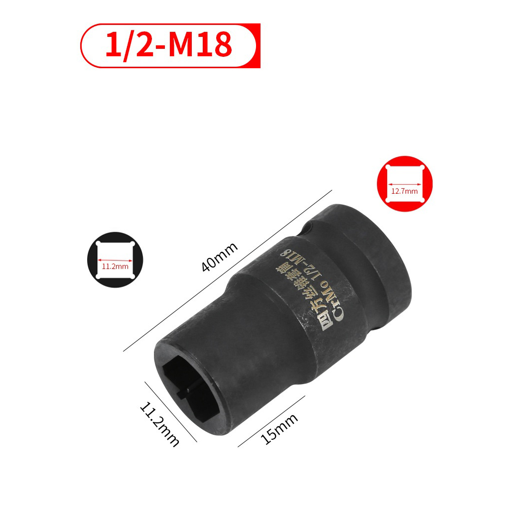 Douille de robinet carrée de 1/2 pouces, 1 pièce, M6-M24, pilote carré, adaptateur de douille ou clé à cliquet pneumatique: Gris foncé