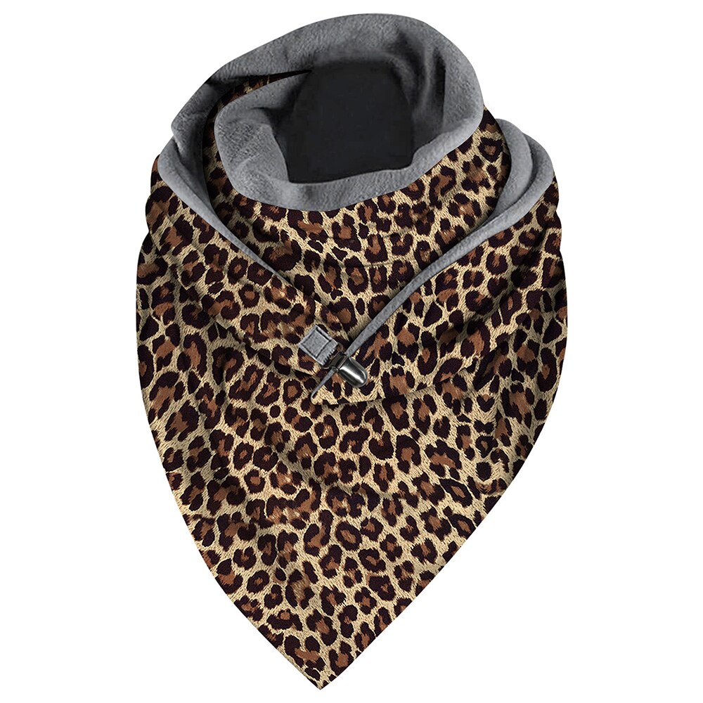 Scarf Floral Leopard Printed Fleece Scarf Winter Women Warm Wrap Ski Sportswear Triangle Women Scarves: 6