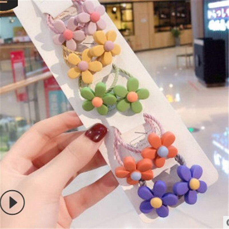 5PCS Lovely Flower Princess Headwear Baby Headdress Girls Hair Accessories Kids Elastic Hair Bands Children Hair Ropes: B