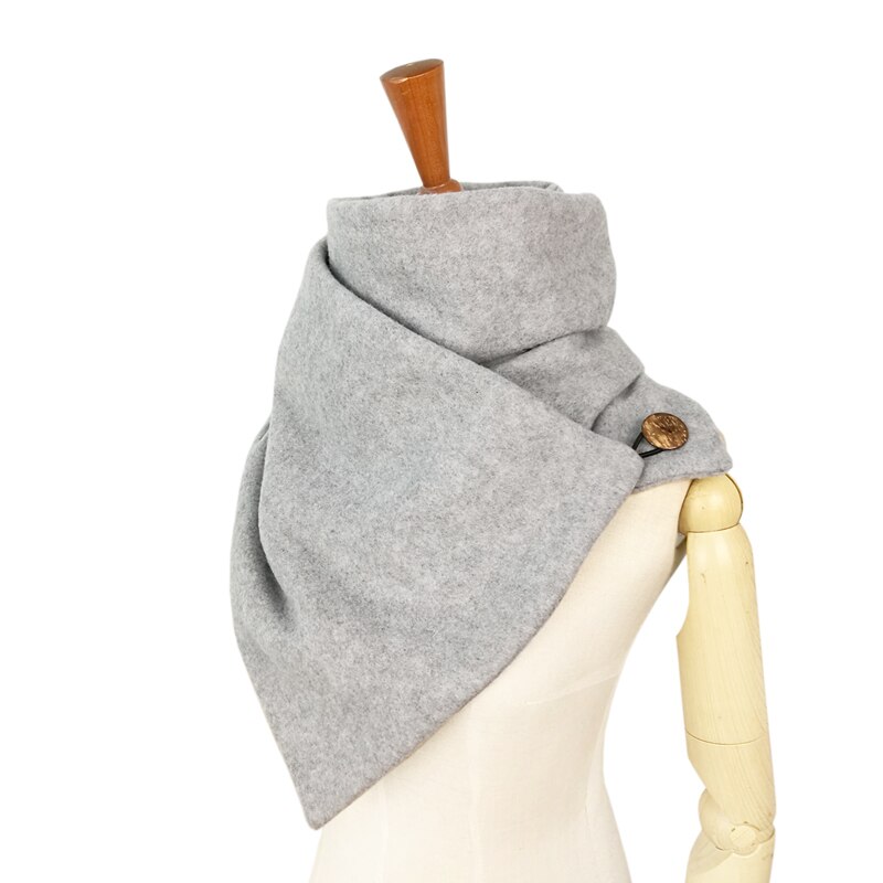Hooded scarf Neck warmer Cowl scarf Women men Winter Scarves and hooded snoods loop button by Couverture echarpe: light gray