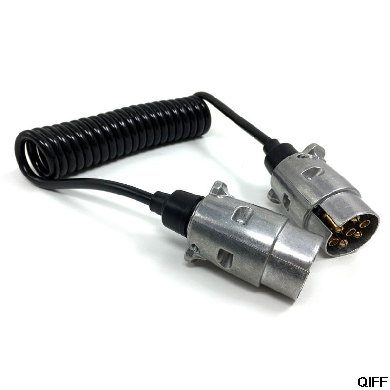 7 pin metall trailer pluggar w / lockigt förlängningskabel ledningen 1.5m hane till hane 12v trailer belysning ombord husvagn kan 06