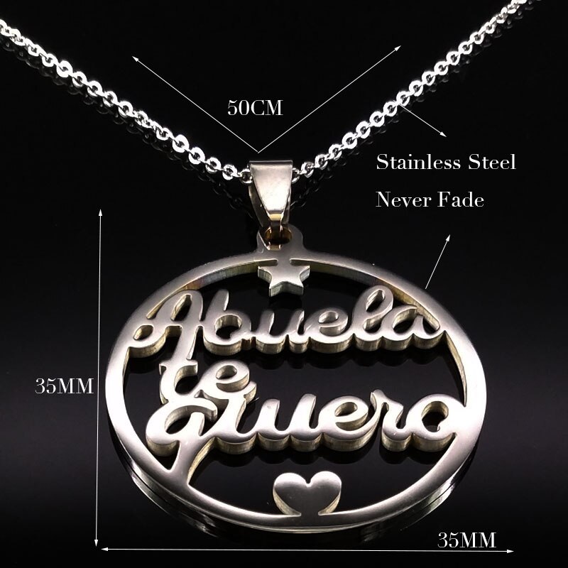 Grandmother Stainless Steel Statement Necklace Women jewlery Silver Color Necklaces & Pendants Jewelry navidad N18021