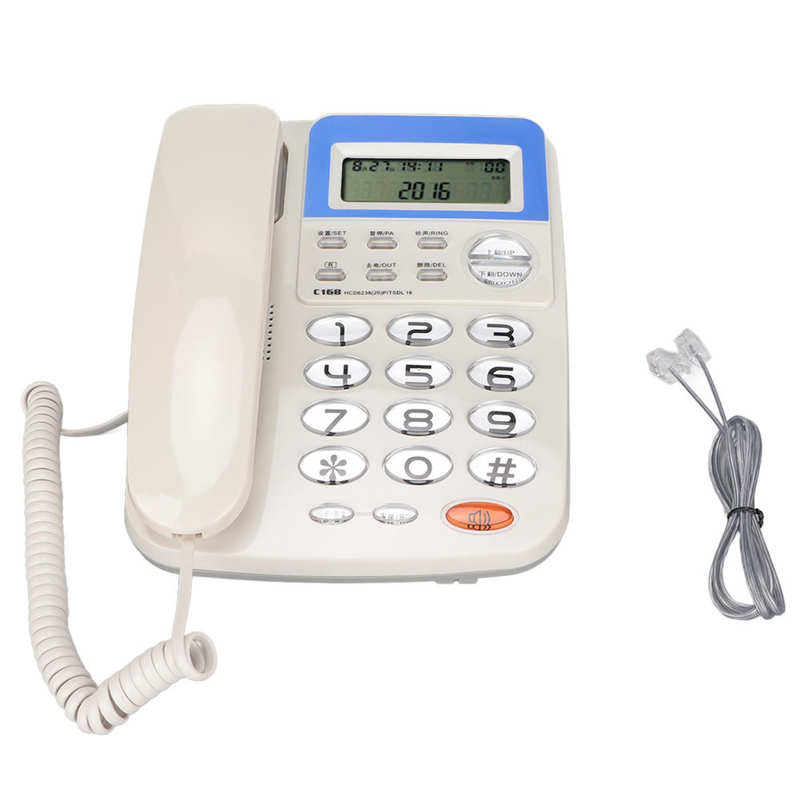 W168 Corded Telephone Caller ID Landline Phone with LCD Screen for Home Office Hotel