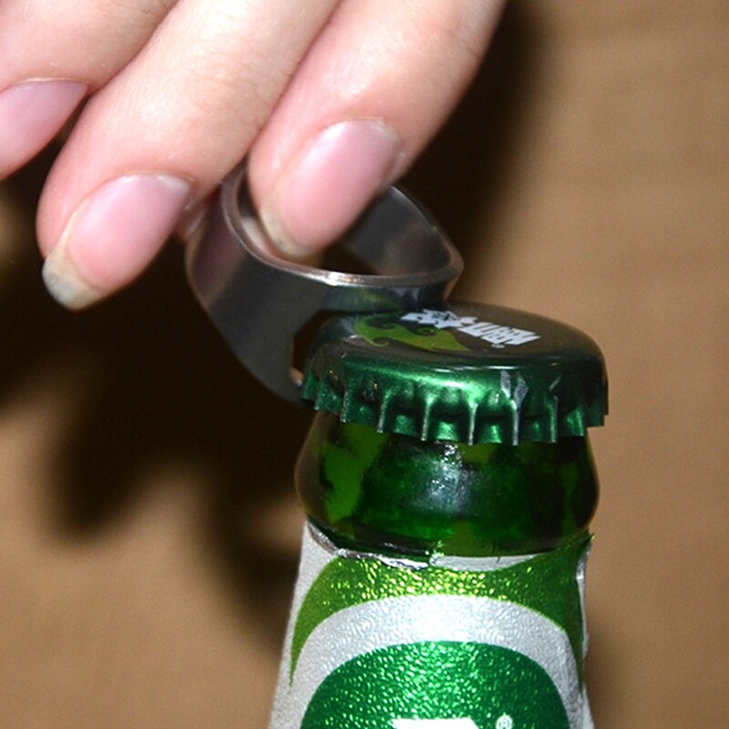 22MM Tragbare Mini Ring Bahre Flasche Öffner Edelstahl Finger Ring-bilden Flasche Bahre Deckel Öffnung Entferner Küche Bar Werkzeuge
