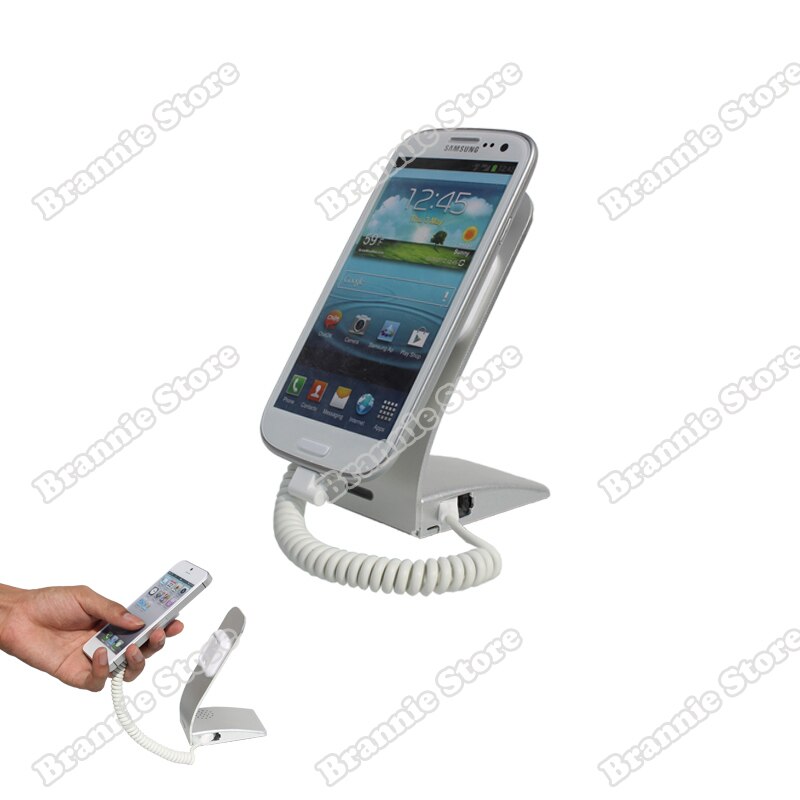 Mobiltelefon butik säkerhet stöldskydd display larm varning stativ hållare hylla med laddare larm aluminium stativ