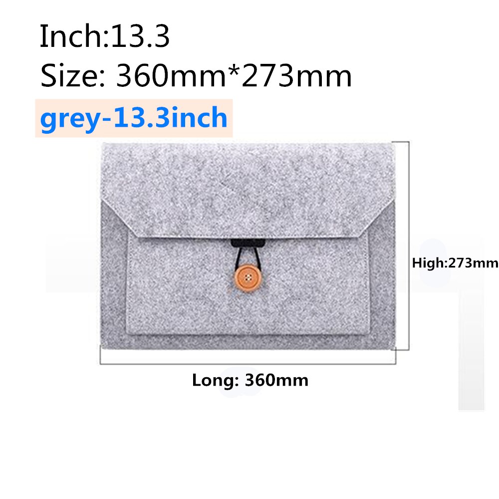 Laptop Protective Case For Apple computer bag Macbook Air Pro 13.3 14.1 15.4 inch Millet Notebook Felt liner bag: grey-13.3inch