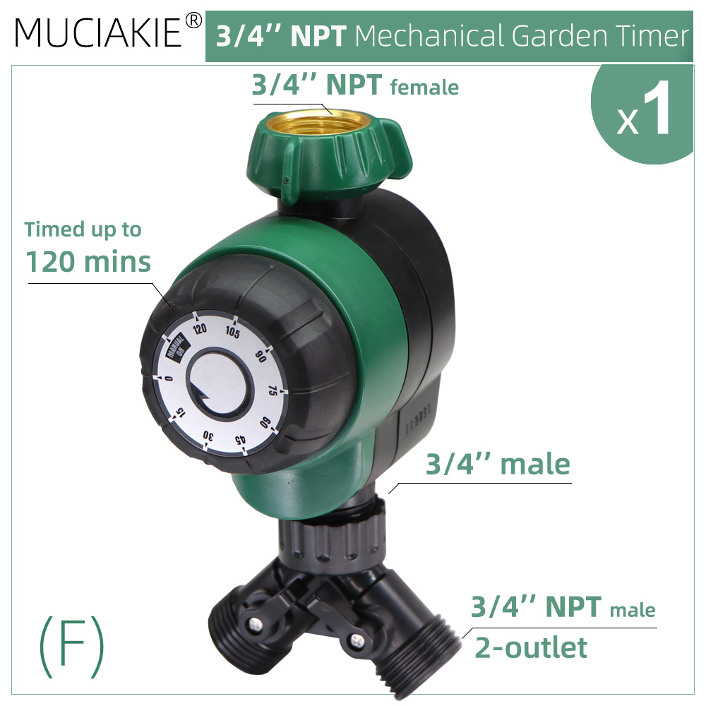 Temporizador de riego para jardín, controlador automático de riego por goteo, mecánico inteligente, sistema de aspersión para invernadero de 3/4 Min, USA 120 ''NPT: F