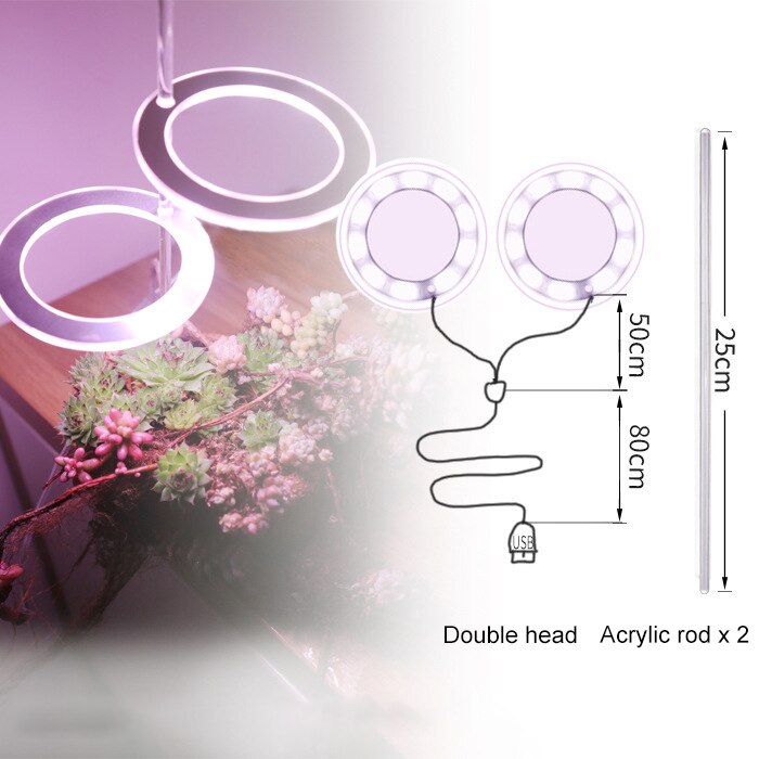 ledet vokse lys fullspektret fyto vokse lampe usb phytolamp til planter 5v lampe til planter vekstbelysning til innendørs plante: 2 stk rosa og hvitt