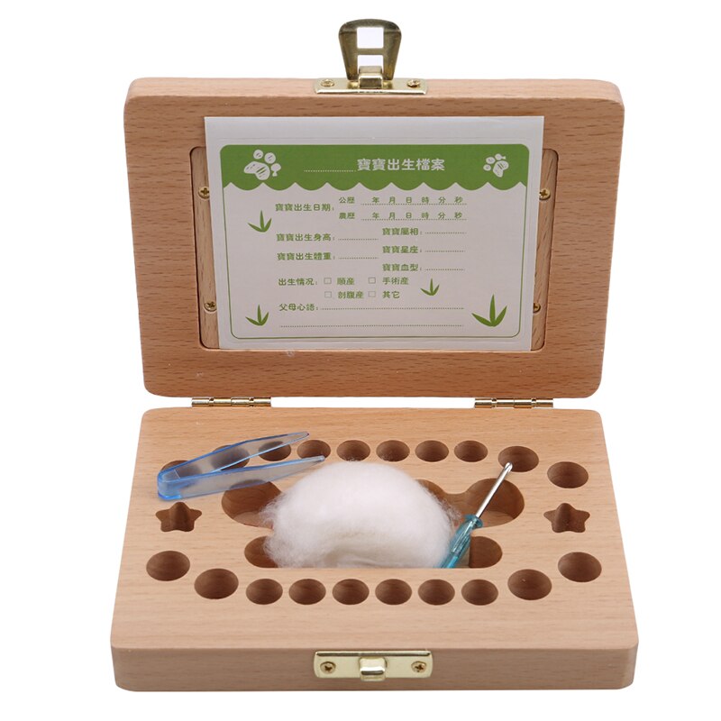 Milk Teeth Storage Wooden Photo Frame Fetal Hair Deciduous Tooth Box Organizer Umbilical Lanugo Save Collect Baby Souvenirs: Default Title