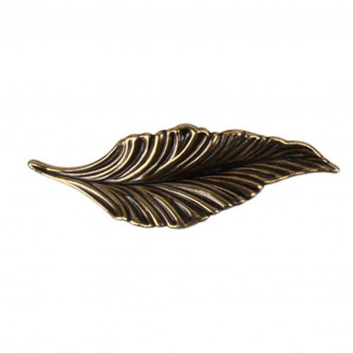 1 Stuk Nordic Stijl Massief Messing Bladgoud Vormige 32Mm Kast Knop Portiergrepen Meubels Handles Knop: Green Bronze / Right
