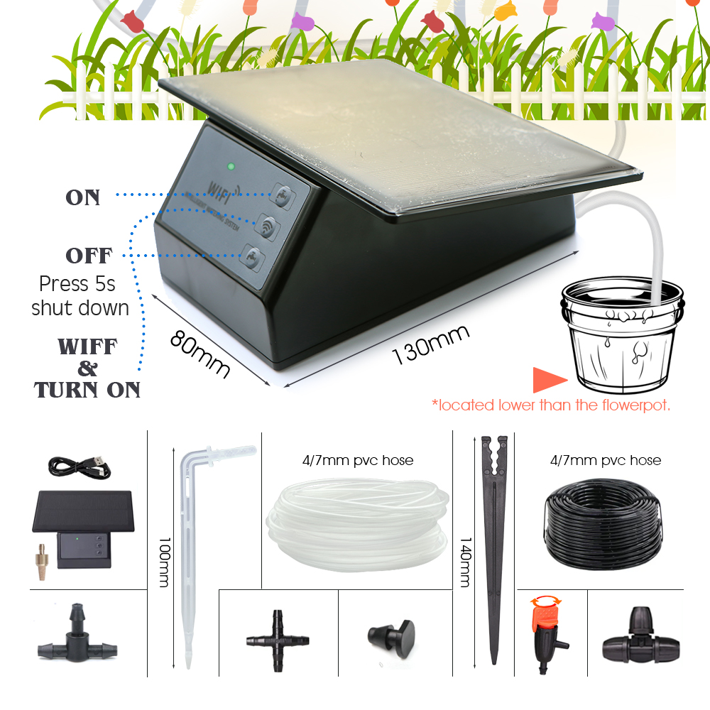 Tuya-compatibilidad con Wifi, temporizador de energía Solar, sistema de riego por goteo inteligente, Kit de riego con Control remoto para maceta de plantas de jardín y balcón