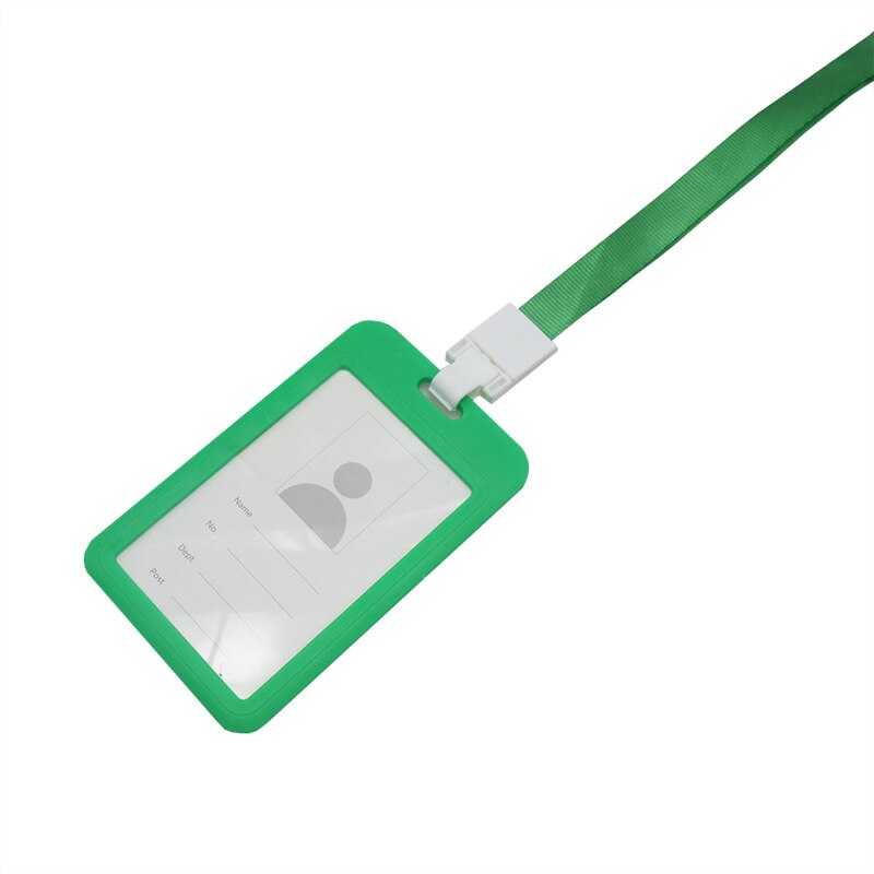 Bärbar färgglad anställd plast id-korthållare namnmärke snodd halsband personal personal kort kontor & pappersvaror: 1 st grön