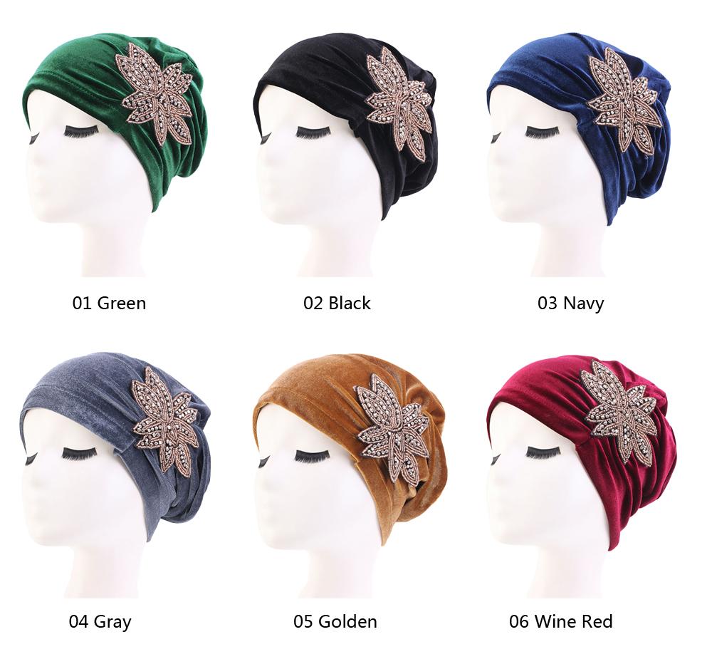 India Women Velvet Turban Hat Hijab Twist Knot Che... - Grandado India Women Velvet Turban Hat Hijab Twist Knot Che... - Grandado