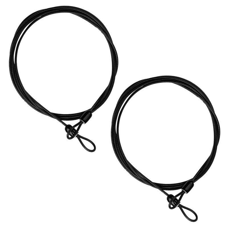2pcs Bicycles Safety Cable Lock PVC Braided Steel Coated Double Loop Lightweight Security Cable Lock Bike Tolls Safety Wire: Black