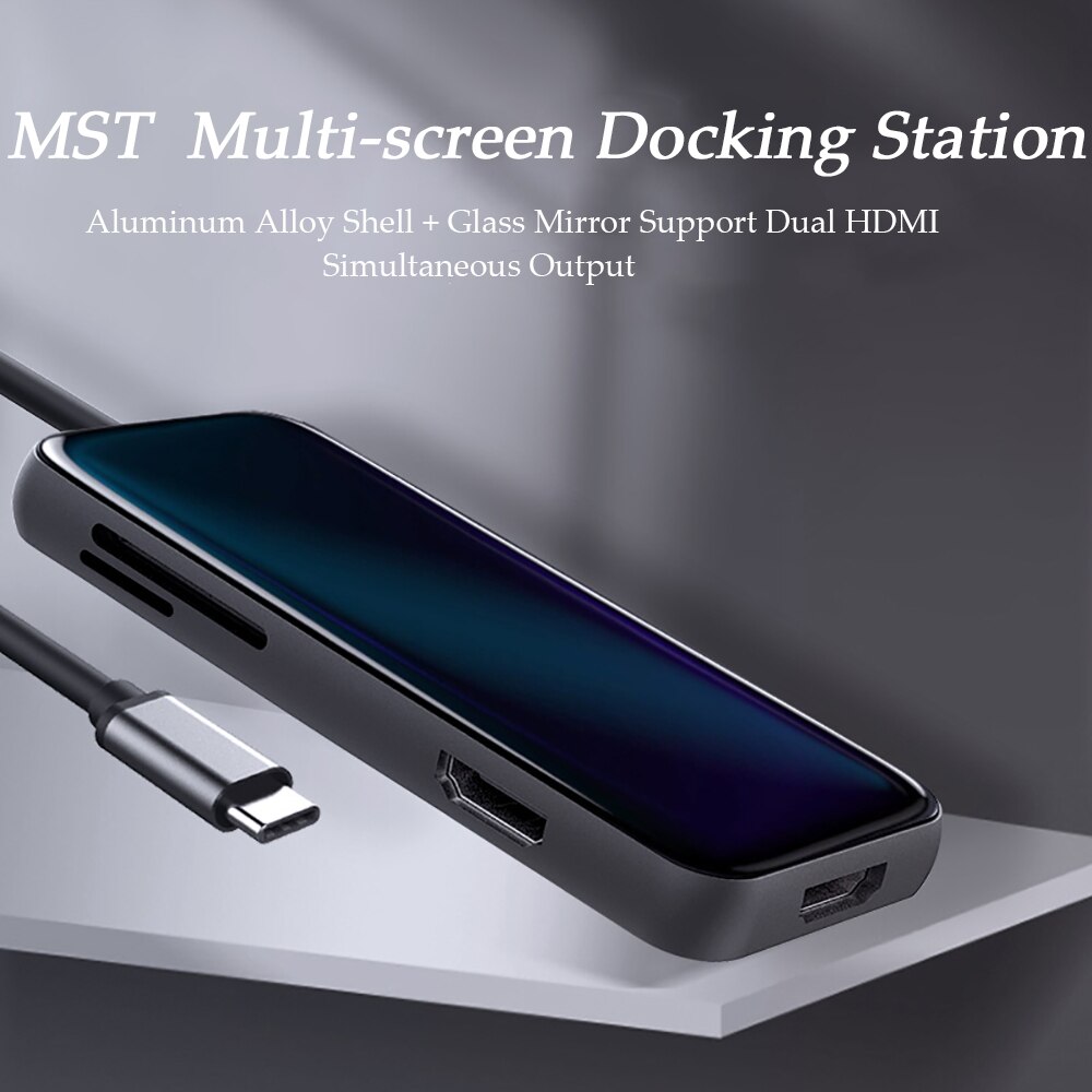 HUB USB C MST USB 3.0 Adapter Dock Type C PD/3 Dual USB/HDMI/SD/TF HUB Docking Station for Loptop Macbook Pro HDMI HUB
