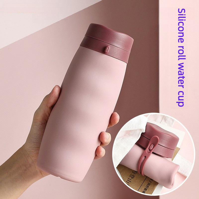 Folding Water Bottle 600ml Silicone Leak Proof Portable High Temperature Outdoor Sports Camping Hiking Water Bottle