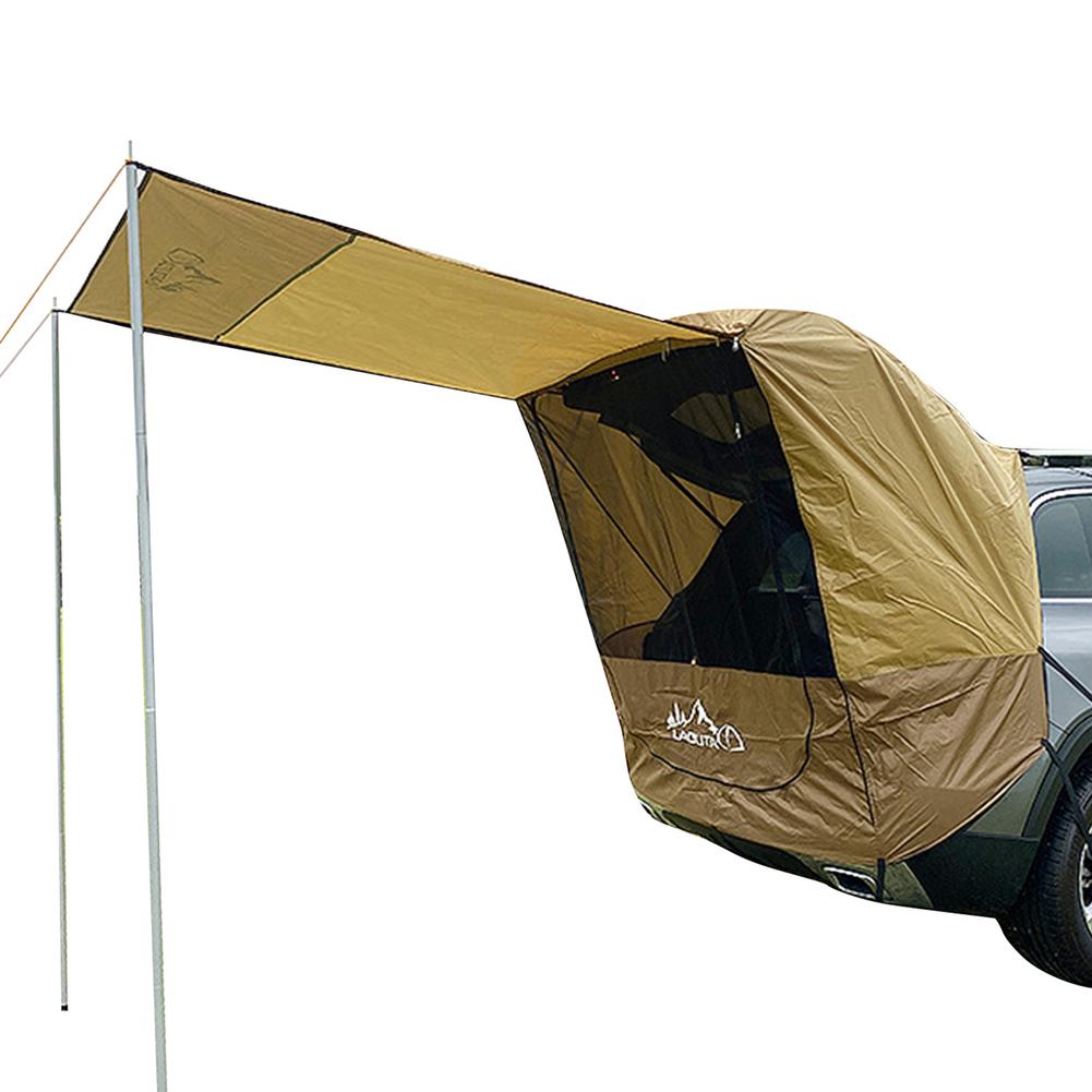 Auto Truck Tent Zonnescherm Regendicht Met Ondersteuning Staaf Anti-Uv Tent Side Luifel Suv Mpv Auto Tent Voor Outdoor Self-rijden Tour: Brown with iron tube