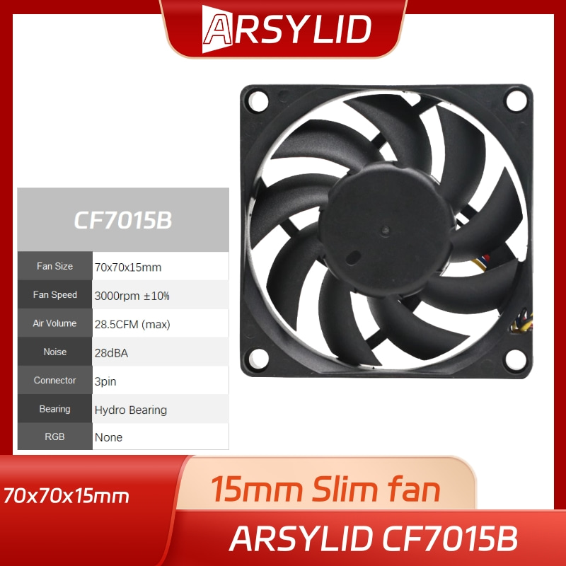 70mm, 7cm fan, 7015 fan, super silent, for power supply, for computer Case cooler, XinLi Black7015: Default Title