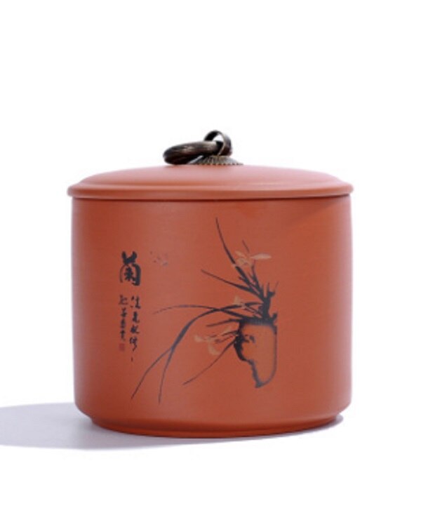 purple tea canister ceramic trumpet tea packing box sealing jar: B