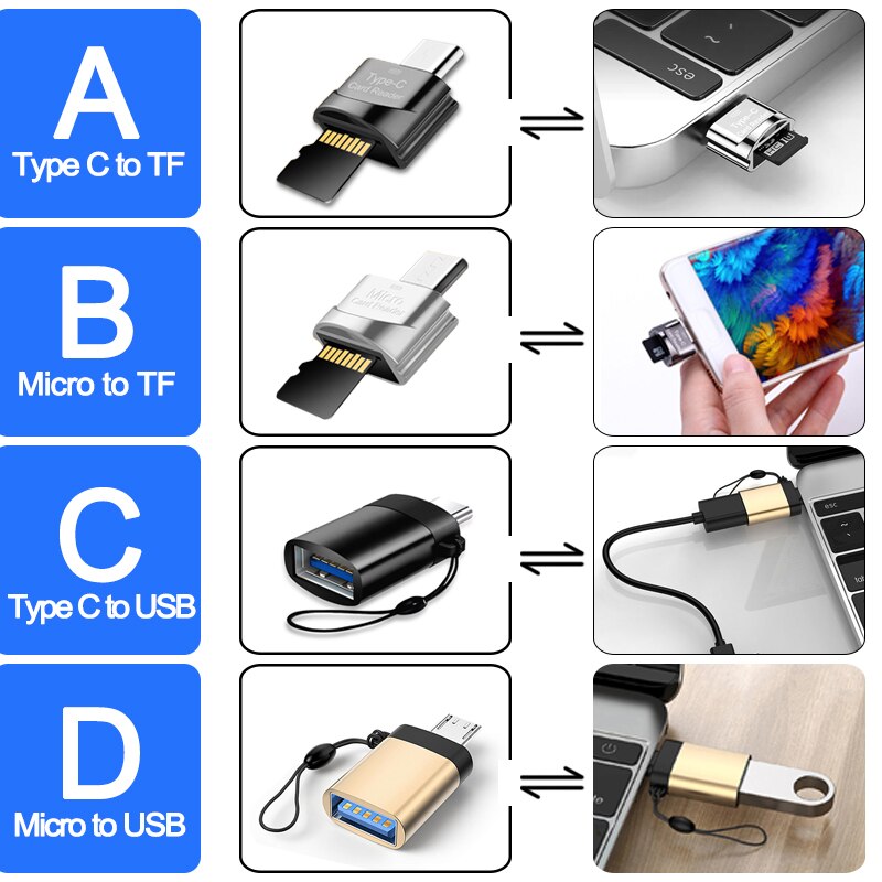 Typ C Zu Micro-SD TF Adapter OTG Speicher Kartenleser Für PC Samsung Micro USB Zu Micro-SD Adapter Konverter Für Laptop Macbook