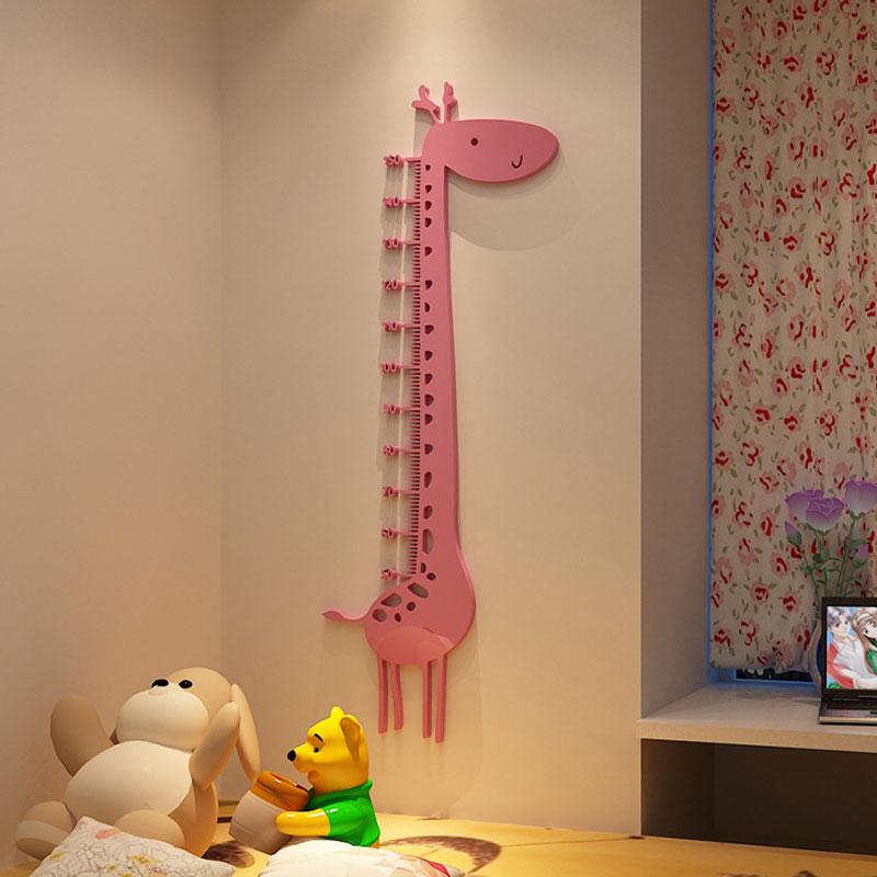 Autocollant mural girafe Animal | Étiquette de hauteur en acrylique 3D, mètre de croissance, pour chambre d'enfant, salon, véranda, décor pour pépinière, télémètre