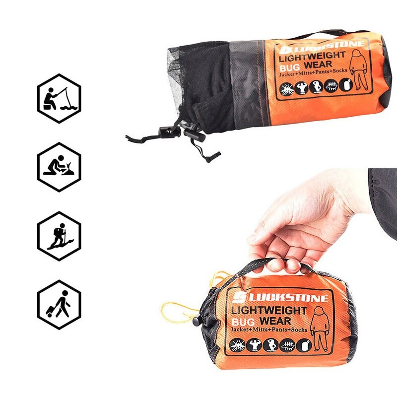 Outdoor Adventure Camping Trekking Clothing Mesh 4 Piece Suit Fishing Anti-mosquito-bite Anti-bee Pants Gloves Foot Covers -40