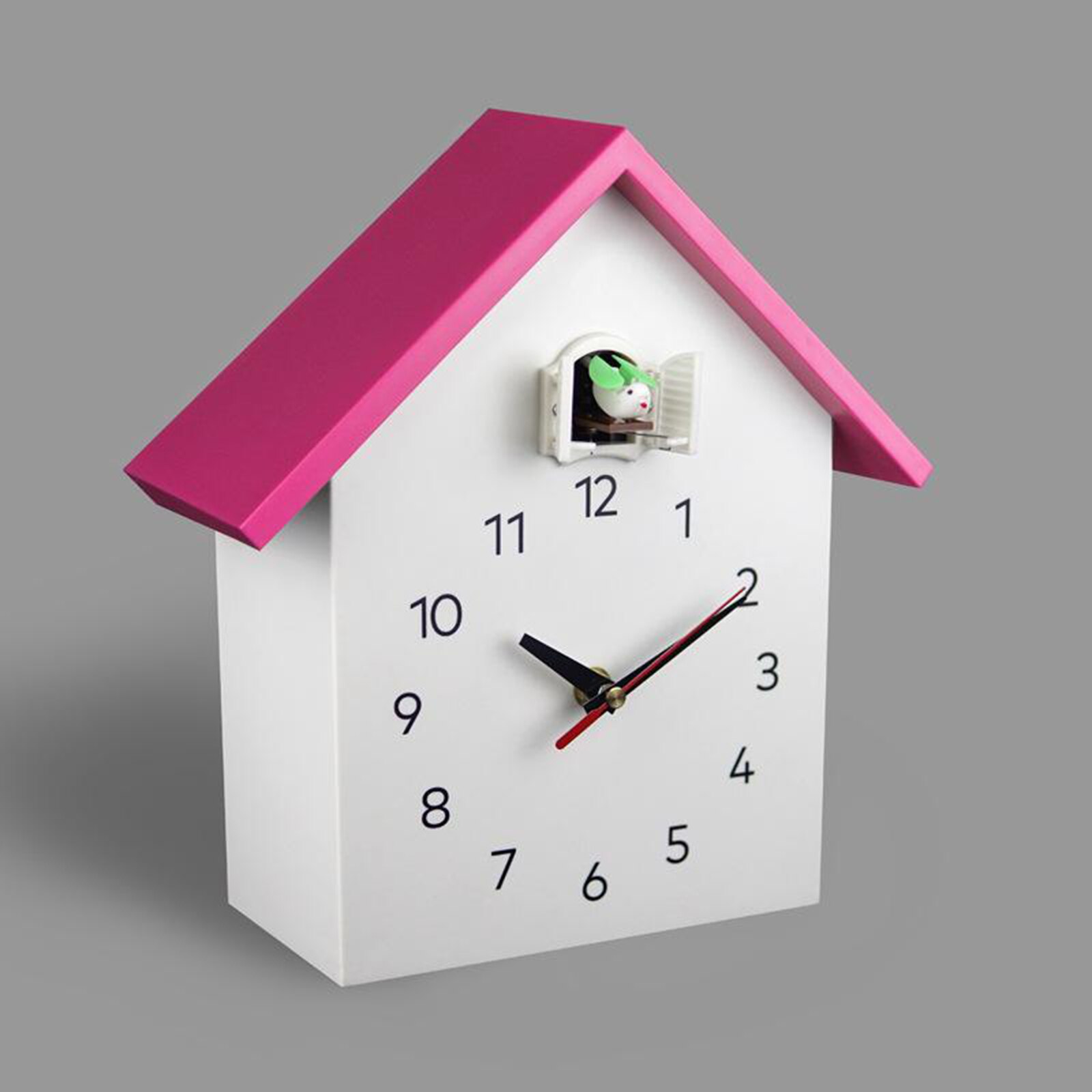 Reloj de cuco colgante para niños, Péndulo de pájaro, gabinete de mesa, casa de pájaro, dormitorio, silencioso, decoración de escritorio: Pink