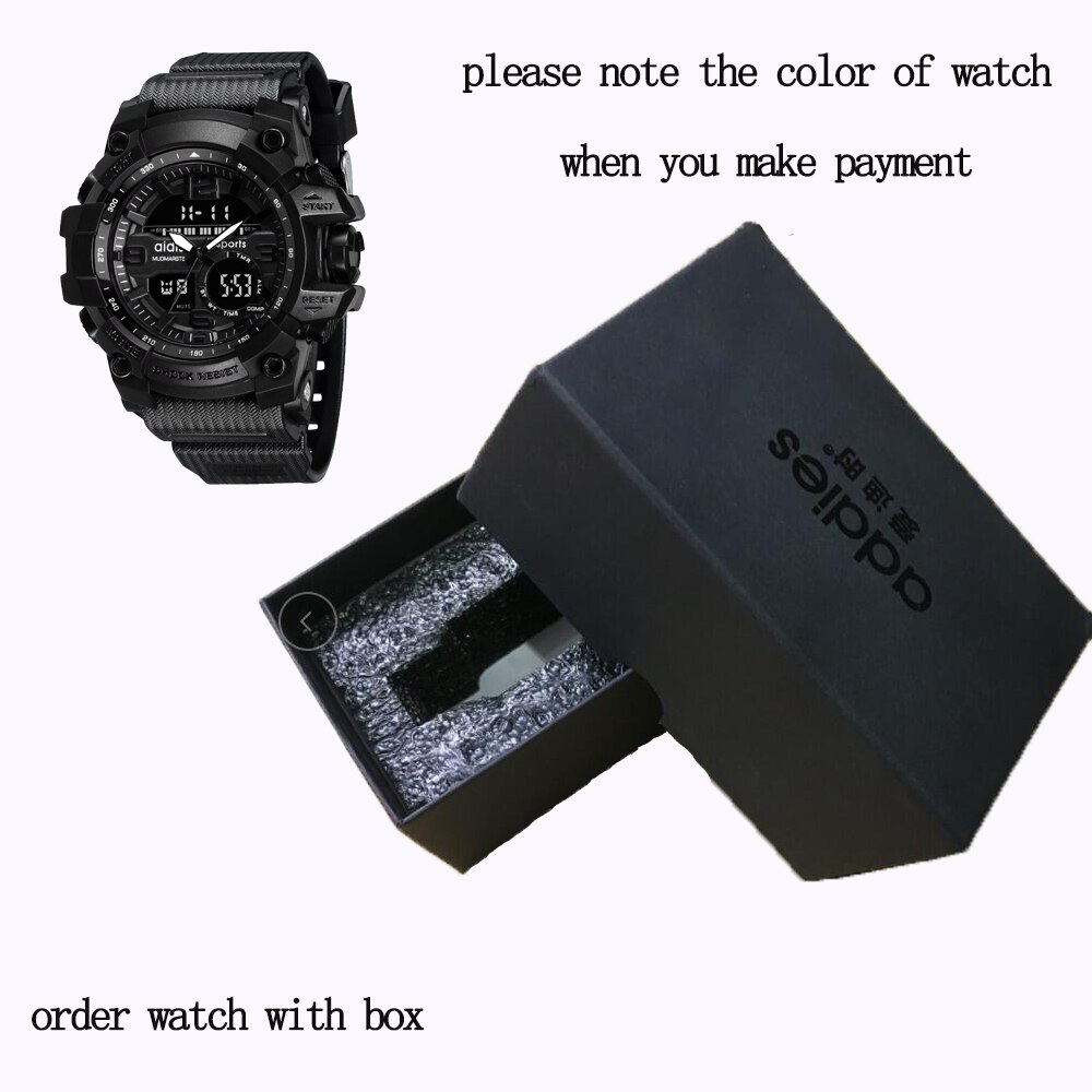 Addies herenhorloges g-stijl heren sporthorloge lichtgevende horloges heren sporthorloge heren waterdicht 30 meter waterbestendig: Zwart met doos