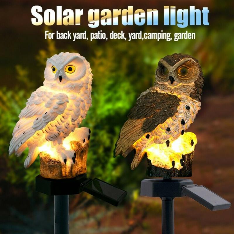 Outdoor Tuin Sculpturen Lamp Uil Vorm Voor Tuin Decoratie Waterdichte Vogel Hars Yard Garden Decor Sculpturen