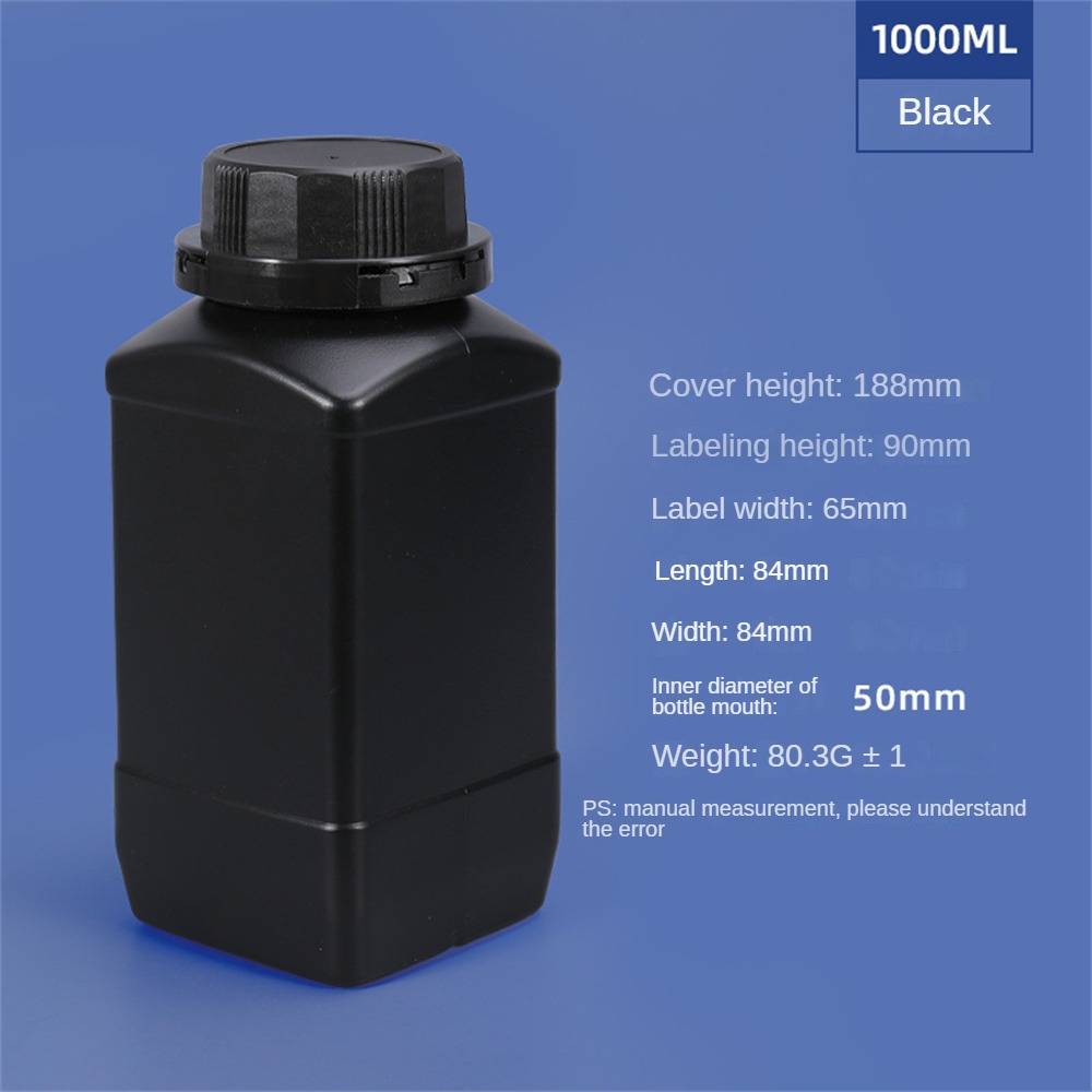 Bouteille en plastique carrée vide avec couvercle, récipient HDPE de alimentaire, shampoing, Lotion, peinture, bouteille rechargeable