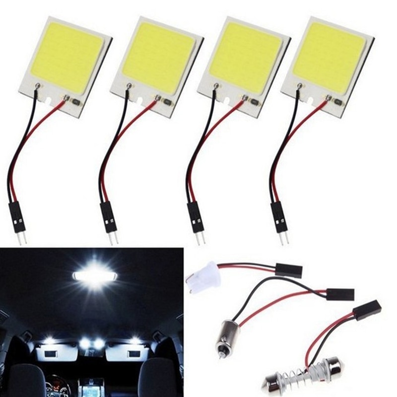 1Pc 3W 12V Roest Weerstand Auto Led Huis Lamp Cob Led Light Panel Car Auto Interieur Koepel licht Dubbele Tip 18 24 36 48 Lamp Led