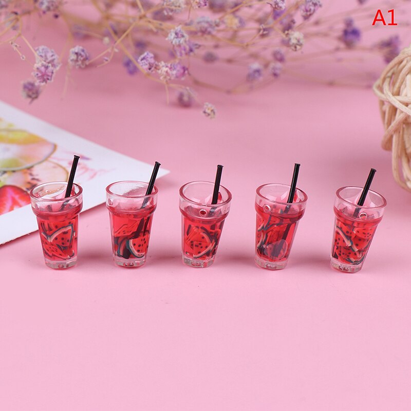 Mini 1:12 Scale Fruit Lemon Simulation Drink For Dollhouse Miniature Toy Milk Tea Drink Doll Food Kitchen Accessories