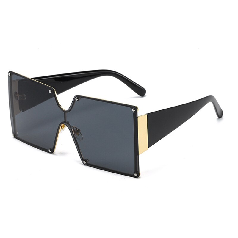 Maxjuli overdimensionerede solbriller metalstel firkantet luksusmærke kvinder spejl solbriller mænd uv store stel nuancer  cs8006: C1 sorte