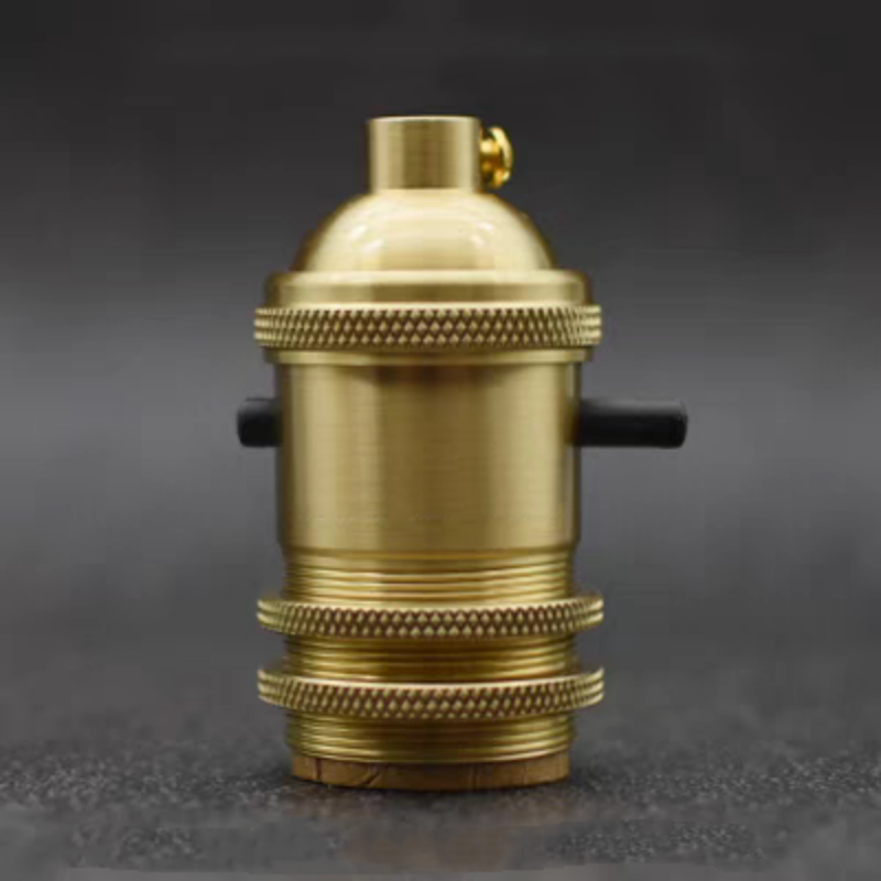 Portalámparas de latón 100% de cobre, perilla de toma de luz eléctrica o interruptor de cadena y tornillo roscado, ajustador de anillo de sombra, Base de iluminación DIY: Rojo