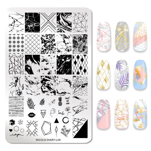 NICOLE DAGBOEK Nail Art Stempel Platen Rechthoek Bloem Planten Natuurlijke Wereld Nail Stempel Stencil voor Stempelen Polish
