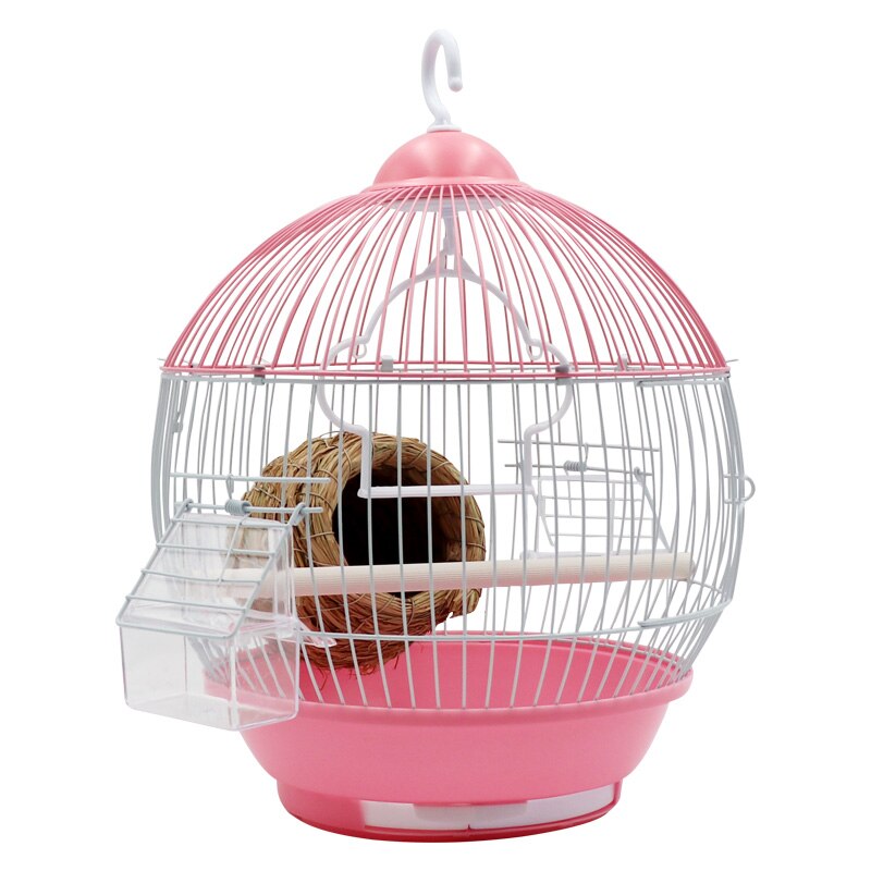 Round Bird Cage With Feeder Full Set Plastic Bird House Cage Bird Carrier For Small Birds All-Round Ventilation Can Be Detached