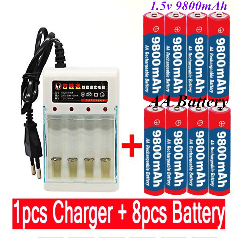 100% neue 1,5 V Aa Batterie 9800mah alkalisch Batterien Für Uhr Spielzeug Taschenlampe Fernbedienung Kamera batterie + ladegerät: Weiß